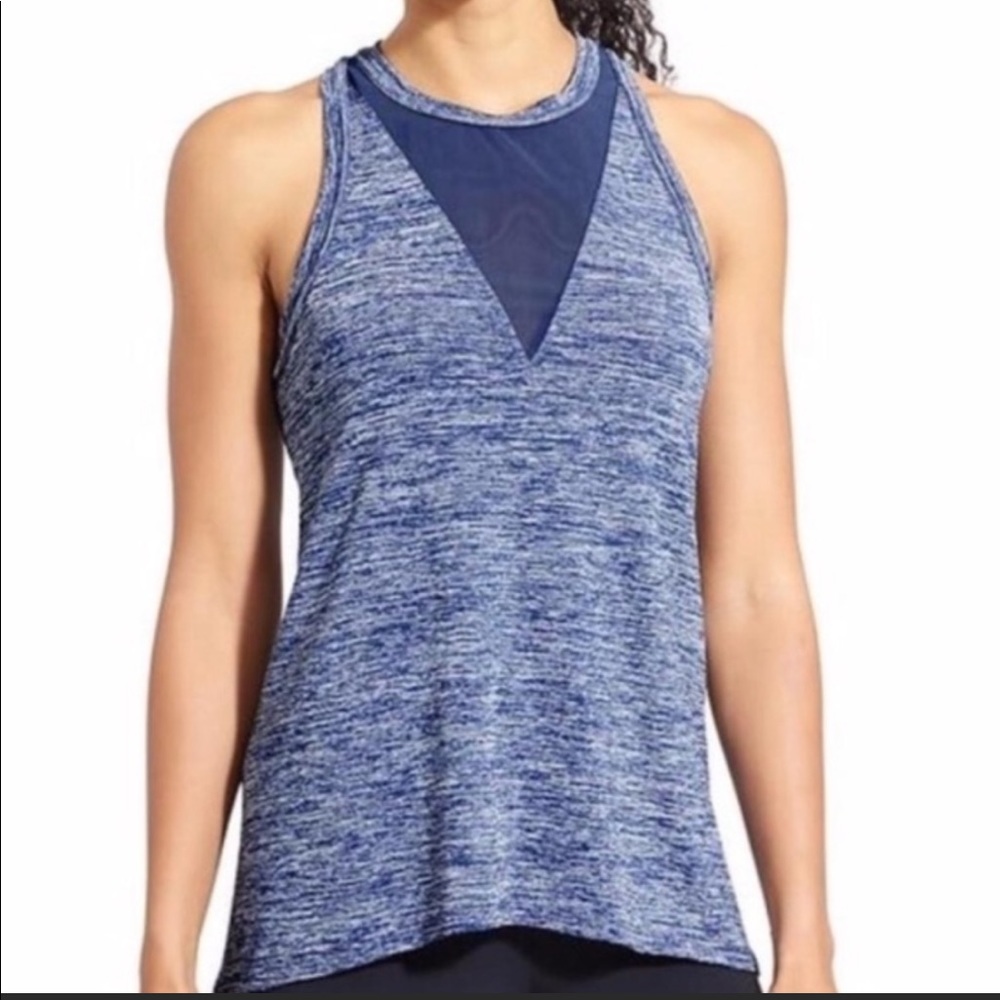 Athleta Heather Blue Utopia Mesh Tank Top